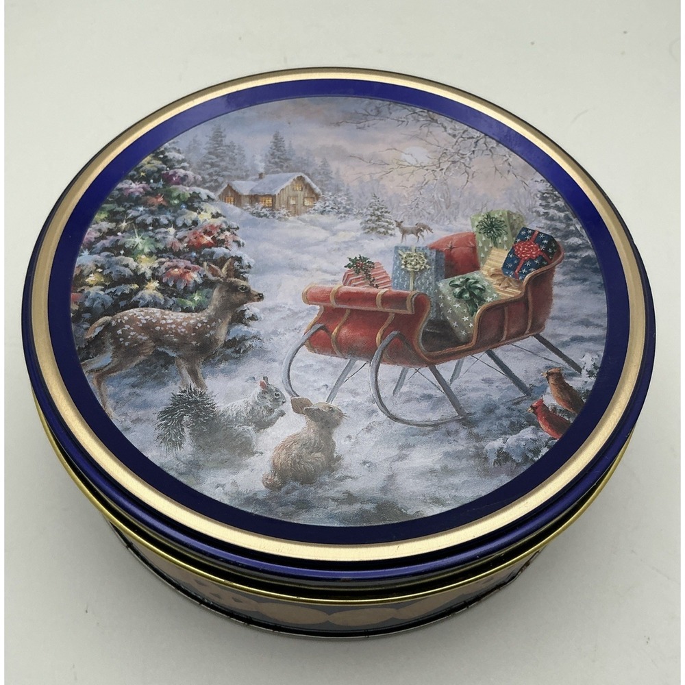 Original Gourmet Food Company, Mini Holiday Cookie Tin, Sleigh & Animals